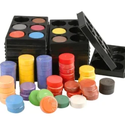 Vattenfärger, H: 16 mm, Dia. 44 mm, mixade färger, 1 set