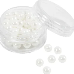 Vaxpärlor, Dia. 6 mm, Hålstl. 1,9 mm, pärlemor, 65 st./ 1 förp.