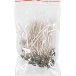 Vekar för ljus i behållare, Lämplig för behållare med en diameter på 20–65 mm, L: 10 cm, tjocklek 2 mm, 50 st./ 1 förp.