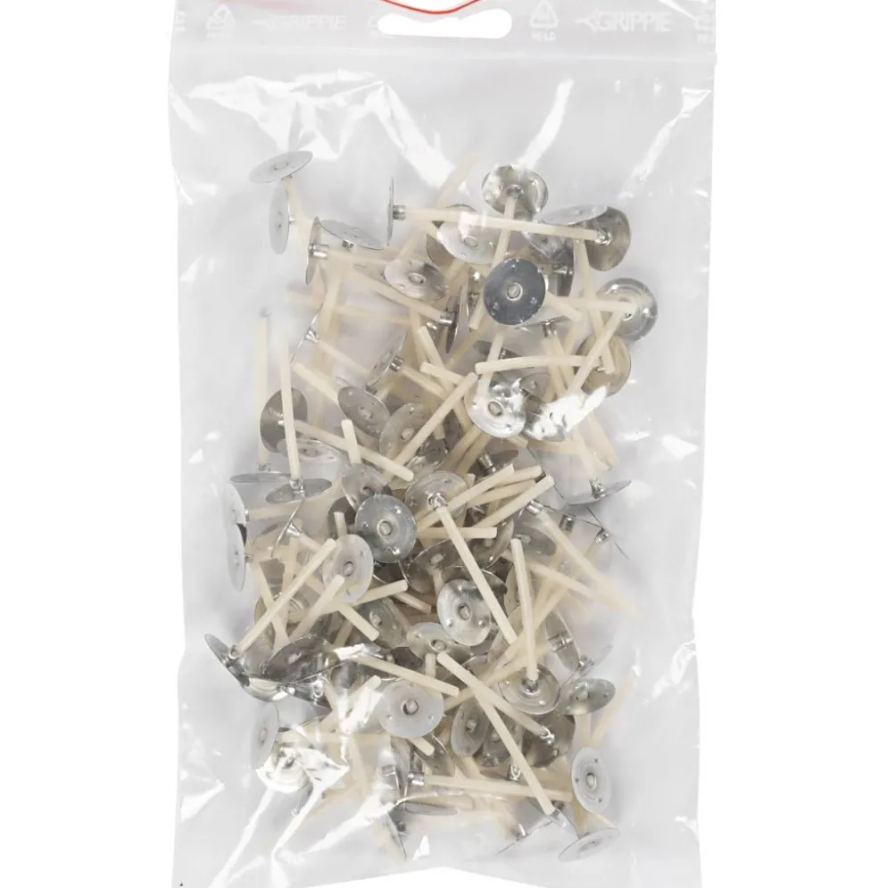 Vekar för ljus i behållare, Lämplig för behållare med en diameter på 20–65 mm, L: 3,5 cm, tjocklek 2 mm, 100 st./ 1 förp.