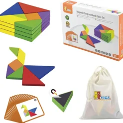 VIGA Magnetiskt Tangram-Spel, H: 1 cm, L: 10 cm, B: 10 cm, 35 delar/ 1 förp.