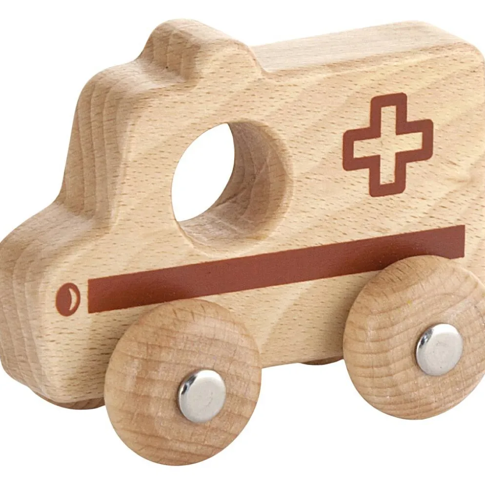 VIGA Träbil, Ambulans, H: 4,2 cm, L: 9 cm, B: 7,5 cm, 1 st.