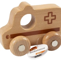 VIGA Träbil, Ambulans, H: 4,2 cm, L: 9 cm, B: 7,5 cm, 1 st.