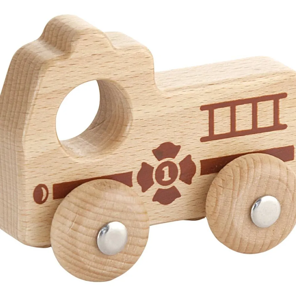 VIGA Träbil, Brandbil, H: 4,3 cm, L: 9 cm, B: 7,5 cm, 1 st.