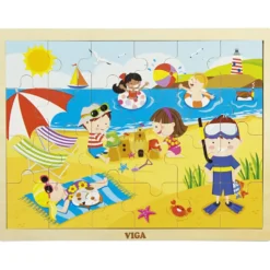 VIGA träpussel årstider, sommar, stl. 30x22,5 cm, 24 brickor, 1 st.