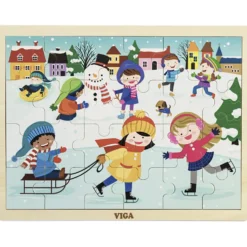 VIGA Träpussel Åstider, vinter, stl. 30x22,5 cm, 24 brickor, 1 st.