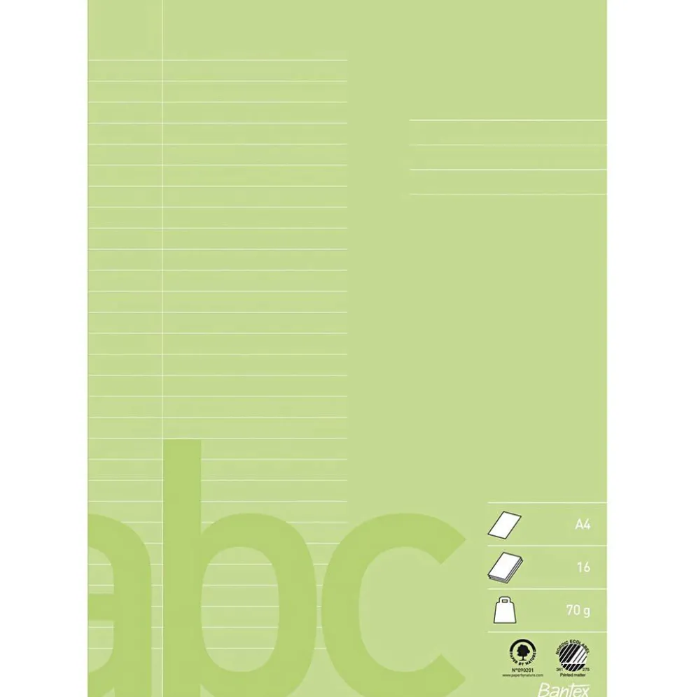Övningsbok, A4, stl. 21x29,7 cm, Antal sidor 32, 29 linjer, 70 g, limegrön, 10 st./ 1 förp.