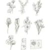 Washi stickers, svart/vita blommor, stl. 30-50 mm, 30 st./ 1 förp.