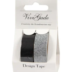 Washitejp, B: 15 mm, svart, 2 rl./ 1 förp.