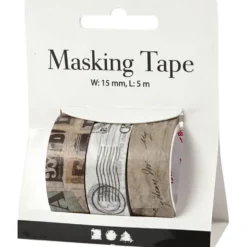Washitejp, brevmotiv, L: 5 M, B: 15 mm, 3 rl./ 1 förp.